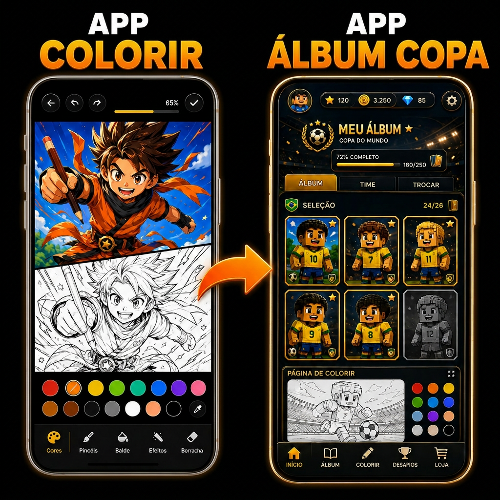 Antes e Depois — App Colorir